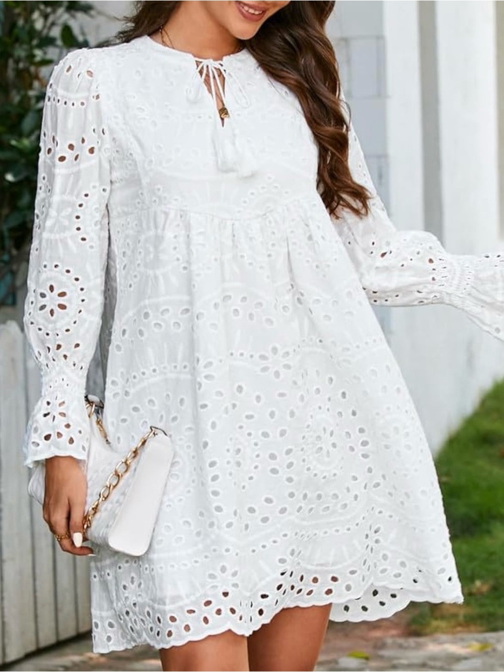 Amazon White Eyelete Mini Dress